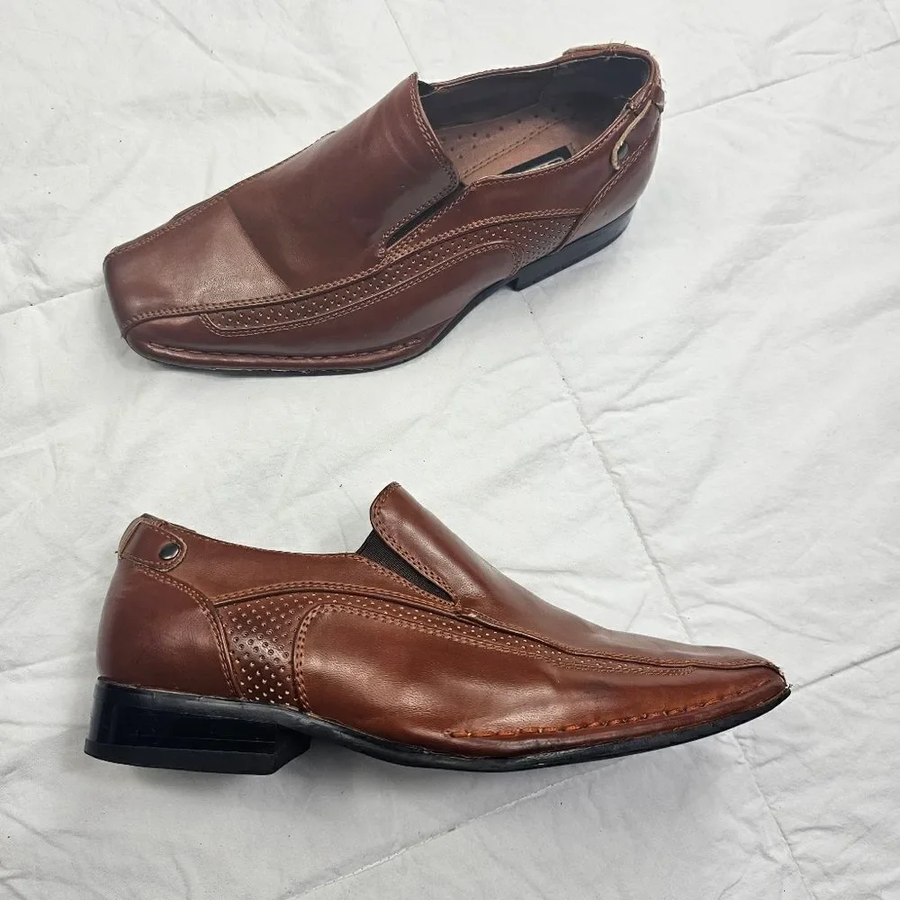 Stacy Adams Brown Leather Oxford Slip On Shoes‎ Boys Size 2